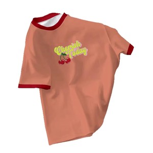 T-shirt imprimé cerise Cherish Today pour homme, manches courtes, coupe classique, 100 % coton jersey, bordure contrastante, style streetwear - Product Image 5