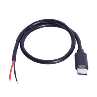 Adaptateur Type-C Mâle-Femelle 2 Broches, Câble d'Alimentation PVC 2 Cœurs 15W 30cm pour Recharge de Téléphone Portable, Tablette et Écouteurs