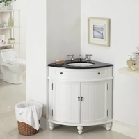 Armoire de salle de bain moderne en forme d'angle de 24 pouces, blanche, résistante à l'eau, avec dessus en bois et granit, garantie 1 an
