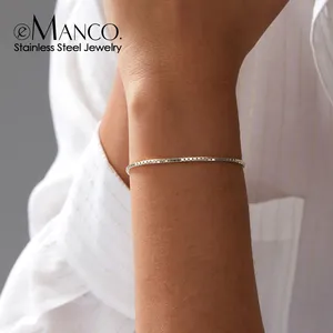 <span class=keywords><strong>Bracelet</strong></span> chaîne en acier inoxydable couleur argent EManco avec breloque pour femme, cadeau bijoux, <span class=keywords><strong>bracelet</strong></span> minimaliste pour homme, vente en gros disponible - Product Image 1