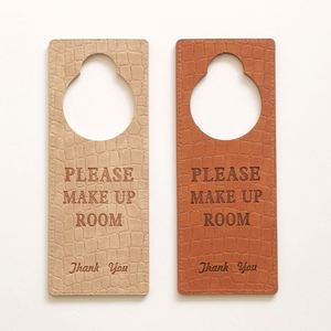 Panneau de porte en cuir PU pour hôtel, signalisation de confidentialité et de service, étiquette de poignée de porte « Ne pas déranger », logo personnalisé, demande de service en chambre - Product Image 4