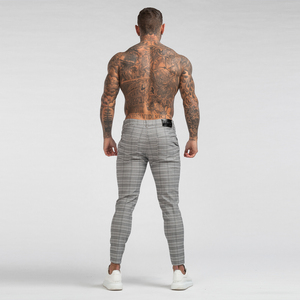 <span class=keywords><strong>Pantalones</strong></span> de cuadros supercómodos y elásticos para <span class=keywords><strong>hombre</strong></span>, Pantalón chino ajustado, color gris y blanco, 2022 - Product Image 4
