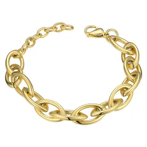 Brazalete de cadena gruesa ovalada, joyería de acero inoxidable chapado en oro de 18K de alta calidad, BM192012
