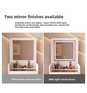 Cómoda Blanca de Estilo Nórdico para Dormitorio, Espejo Plegable, Tocador con Espejo y Luz para Maquillaje - Product Image 3