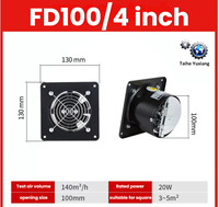 Ventilateur d'extraction de fumée axial à clapet carré en métal pour cuisine, murs et fenêtres