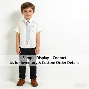 Conjunto Formal de Manga Corta de Algodón y Lino para Niños, Transpirable, para Bodas y Fiestas de Verano, Marca Privada OEM ODM, Camisa para Niños - Product Image 6
