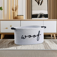 Panier à jouets pour chien Woof durable avec poignées Paniers tissés pour animaux de compagnie Boîte de rangement pour organiser les jouets pour chiots Couvertures Accessoires