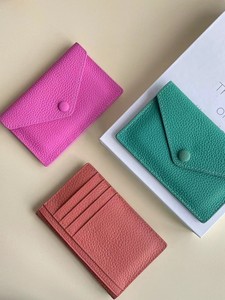 Piccolo <span class=keywords><strong>portafoglio</strong></span> da donna minimalista e sottile in vera pelle piccolo <span class=keywords><strong>portafoglio</strong></span> con portamonete e fodera in poliestere - Product Image 4