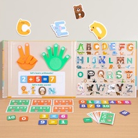 Livre d'activités éducatif en bois certifié EN71 pour enfants de 5 à 7 ans : Apprentissage de l'alphabet, des chiffres et des mathématiques Montessori, jouet sensoriel et silencieux