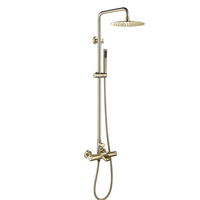 HOMEDEC Robinet de bain mural moderne en acier inoxydable brossé doré pour hôtel, mitigeur de douche pluie pour baignoire