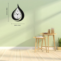Gran moderno 16,5 pulgadas acrílico transparente y forma de gota Color negro acrílico gran sala de dibujo silencioso Reloj de pared creativo