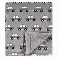 Couverture bébé en polaire sherpa imprimée voiture, super douce et chaude, réversible, écologique, pour nouveau-nés, nourrissons et tout-petits, idéale pour la crèche