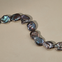 Perles baroques en forme de pièce de monnaie d'eau douce noires de couleur naturelle de 20-25 mm pour la fabrication de bijoux