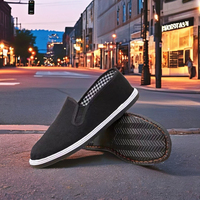 Zapatos de Lona Negros Hechos a Mano, Estilo Casual, Entresuela de PVC, Suela Exterior de PVC, Malla Elástica, Cierre Deslizante, Amortiguación, Función Antiolor