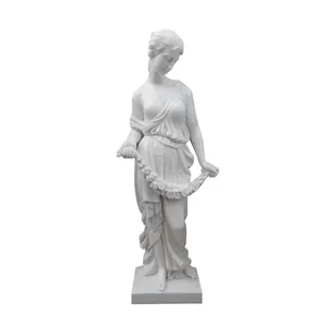 Giardino esterno a grandezza naturale intagliato a mano pietra naturale marmo greco donna statua scultura