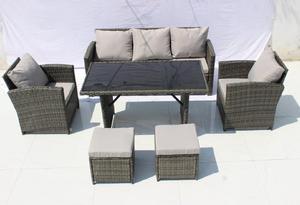 Comfortable 6-Piece <strong>Outdoor</strong> Rattan Sofa Set with <strong>Extendable</strong> Side <strong>Tables</strong> and <strong>Dining</strong> <strong>Table</strong> - Product Image 3