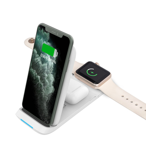Support Fast 15W Desktop Foldable Portable pour Watch <span class=keywords><strong>airpods</strong></span> Mobile Phones 3 en 1 Fast Wireless Charger - Product Image 4