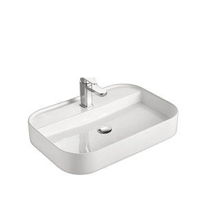 Lavabo Cuadrado Moderno de Cerámica con Montaje de Grifo de un Solo Orificio, Ecológico, Fácil de Limpiar, Instalación Rectangular en Encimera para Hotel - Product Image 1