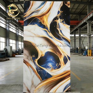 Panneau mural décoratif de style brillant, <span class=keywords><strong>feuille</strong></span> de marbre en PVC, 1220*2440*3mm, pour décoration intérieure, panneau UV facile à installer, doré, personnalisé - Product Image 2