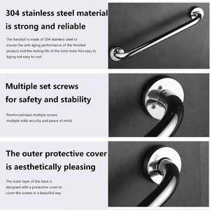 Specchio lucido 304 in acciaio inox maniglione bagno disabili anziani corrimano dritto - Product Image 2