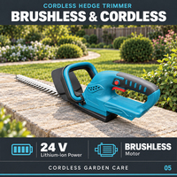 Taille-haie sans fil 24V à moteur brushless, lame de 53 cm, coupe-arbustes électrique portatif pour jardin