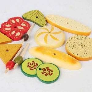 Jouets en bois pour empiler les sandwichs, cadeau de Noël ou d'anniversaire pour les tout-petits, jeu de cuisine d'imitation, ensemble de restauration rapide - Product Image 4