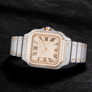 High End Square Design Luxury Gold VVS Moissanite Sport Fashion Alloy Coin <b>Watch</b> Waterproof Unisex Diamond Iced Out Wrist <b>Watch</b> - Product Image 4
