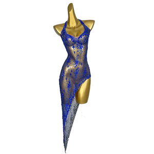 Sexy Damenkleid Transparentes Formelles Abendkleid für Damen mit Hohem Schlitz Figurbetontes Strass-Partykleid für Nachtclub und Abschlussball - Product Image 6