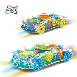 Samtoy Educational B/O塑料透明小摩擦玩具汽车齿轮儿童玩具与光与音乐