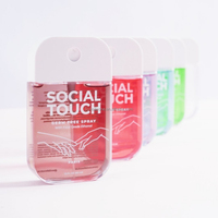 Spray désinfectant pour les mains à base d'alcool, format poche, formule chimique, tue 99,99 % des bactéries, sans eau, 50 ml, format carte de crédit