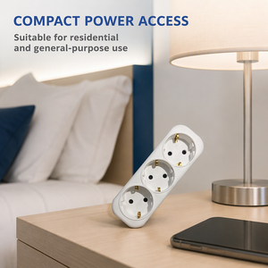 Multipresa Europea Standard UK 16A <span class=keywords><strong>con</strong></span> Tre Prese e <span class=keywords><strong>Interruttore</strong></span>, Adattatore EU per Casa e Ufficio, Alta Sicurezza - Product Image 2