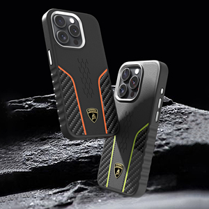 Funda Oficial Licenciada Lamborghini de Cuero Genuino para iPhone 16 Pro, Cubierta de Fibra de Carbono para iPhone 17 Pro Max - Product Image 2