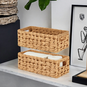 Boîte de rangement en osier naturel tissé à la main pour la cuisine et la salle de bain - Product Image 3
