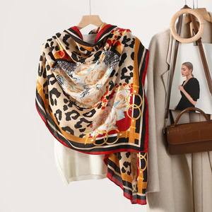 180*85cm 100% Polyester Popular Sale New Trending Rose Flower <b>Leopard</b> <b>Print</b> Long <b>Scarf</b> Women With High Quality - Product Image 1