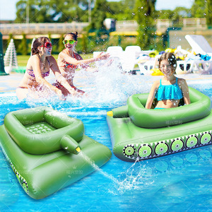Inflatable Water Spray Battle Tank Green Outdoor Pool Float For Summer Fun - Product Image 1