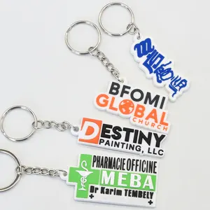 Free Samples Custom Design Cute Cheap Promotional 2D Mini Soft PVC Rubber Silicone Customized Logo Keychain