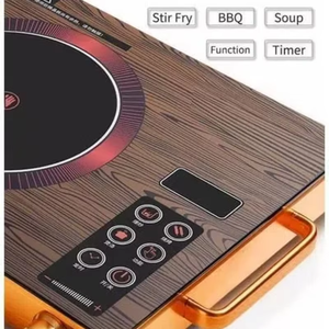 Placa de Cocción Portátil DON FELIZ Modelo SK3576, Superficie de Aluminio Metálico con Diseño de Madera Negra, 2200W, Cerámica Lisa, 4kg, Uso Doméstico - Product Image 5