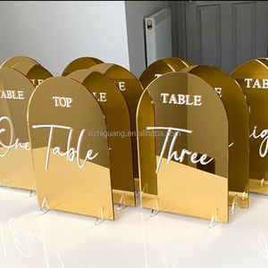 Números de Mesa de Espejo Acrílico Personalizados, Centros de Mesa para Boda, Soportes en Forma Redonda, Hexagonal y de Arco para Mesas de Fiesta - Product Image 2