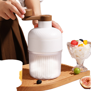 Manual Plastic Ice Cream Maker 400ml Capacity No Power Hand Operated Ice Cream Machine White with Brown Handle - Product Image 1