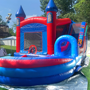 Château Gonflable Combo Bleu et Rouge avec Toboggan Aquatique Courbé - Château de Rebond / Trampoline Gonflable - Product Image 1