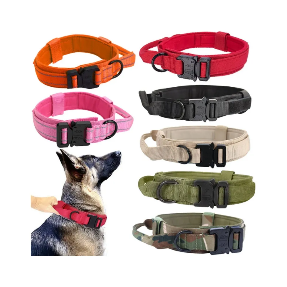 Tactical Dog Collar With Handle Adjustable Training Collar For Large Dogs K9 Durable Nylon Tactical Dog Leash