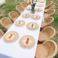 Sets de table ronds tressés en rotin naturel pour table à manger, dessous de plat creux en osier pour Thanksgiving et Noël