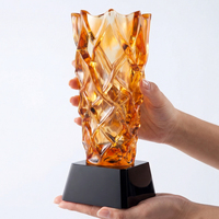 Jadevertu Nouveauté Vase en cristal de verre de table grand et luxueux de style traditionnel avec technique de pâte de verre pour la décoration de la maison