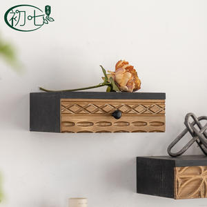 Solid Wood Retro Wall Shelf 92x21.5x10.5 Cm With <b>Drawers</b> Living Room Storage Wall Mounted Type - Product Image 4