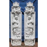 Moderne Élégant Blanc Marbre Colonne Statue En Pierre Sculpté À La Main Dame Animal Dragon Figures Carré Pilier Romain Granit Sculpture