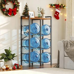 <span class=keywords><strong>Portabottiglie</strong></span> da 5 galloni per 6 bottiglie, scaffale a 3 livelli con rinforzo a X, adatto per cucine, soggiorni, uffici. - Product Image 2