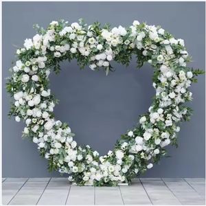 Nuova Composizione Floreale Artificiale a Forma di Cuore in Seta Morbida, Arco di <span class=keywords><strong>Rose</strong></span> da 2,4 Metri, Verde Romantico e Sognante, Elegante per Matrimoni - Product Image 1