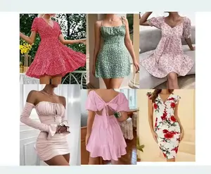 Vestido de mulheres com desconto em marca, fardos de roupas usadas, fardos de roupas novas em massa, fardos para mulheres, vestidos longos, atacado em estoque