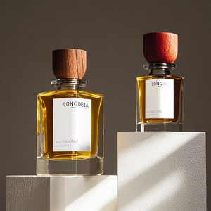 Men's Luxury <b>Empty</b> Glass Cologne <b>Bottles</b> square Crimp clear Perfume <b>Bottles</b> 50ml 100ml Glass Perfume <b>Bottle</b> With Wooden Cap - Product Image 2