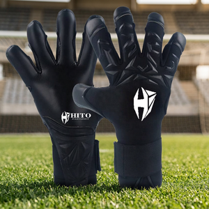 Goalkeeper Gloves Front Palm 4mm German Latex Backhand Silicon Inject Meduis Cut Attached Strap Finger And Thumb Wraps - Product Image 2